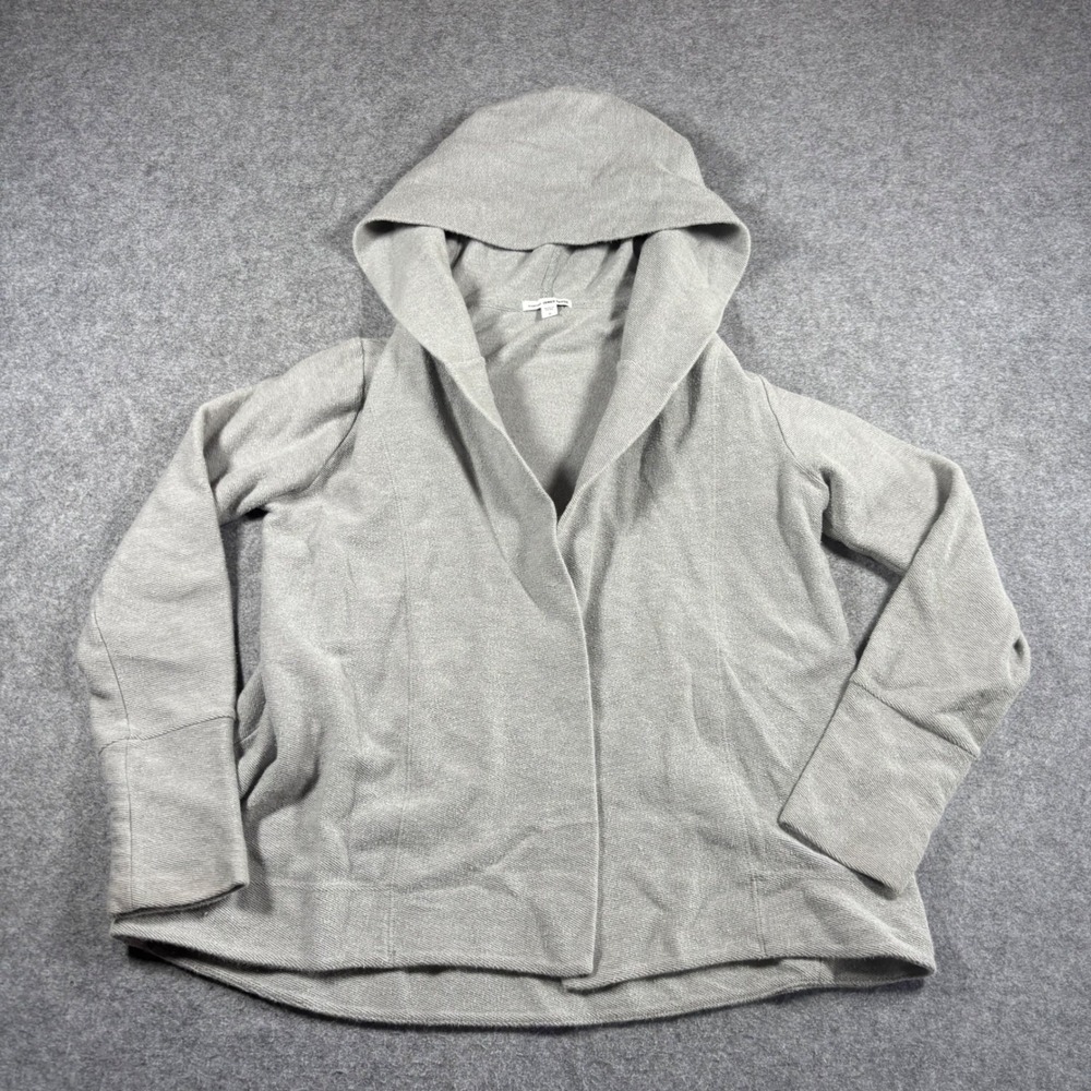 James Perse Standard Women Gray Cotton Open Front Hooded Cardigan Size 2 WVV2755